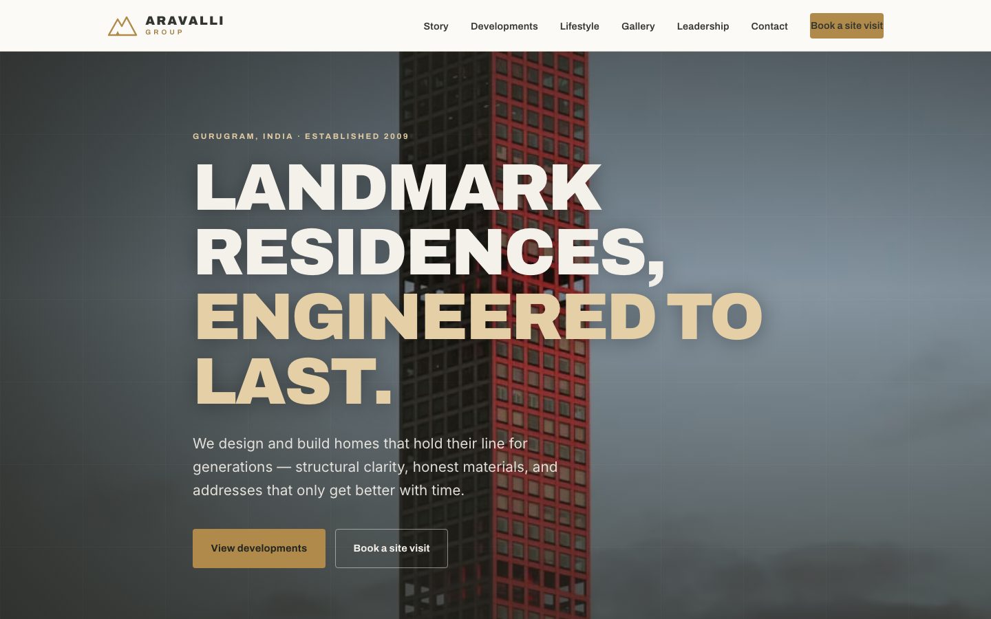 Aravalli Group — Residential Developer website built by The Close Studio