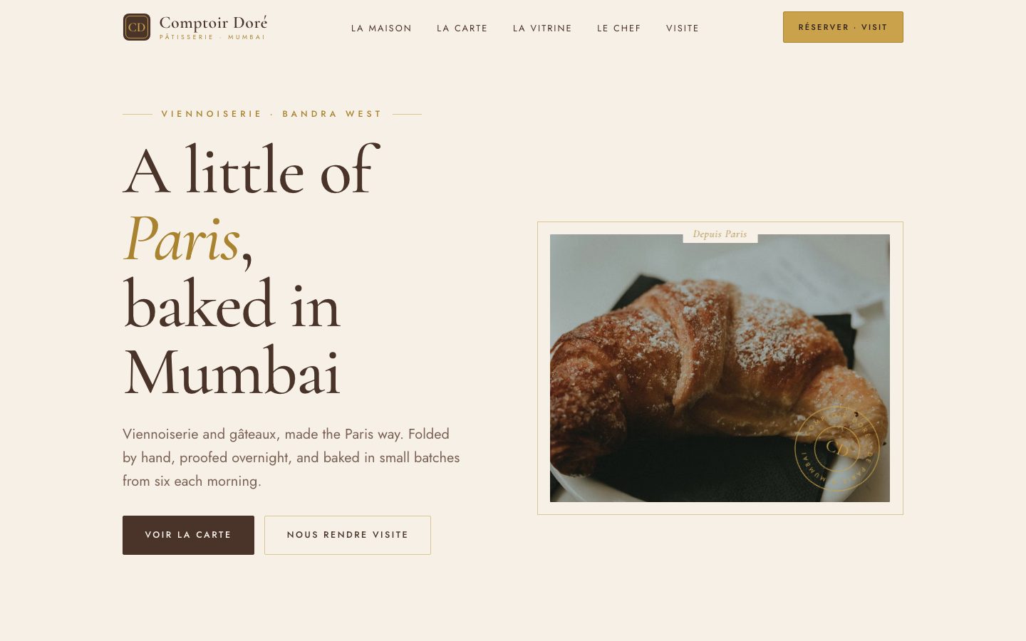 Comptoir Doré — french patisserie website built by The Pass Studio
